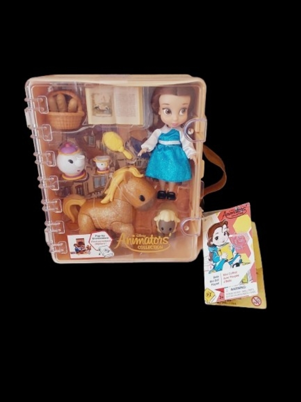 Blue-Dress Doll Playset with Brown Pony